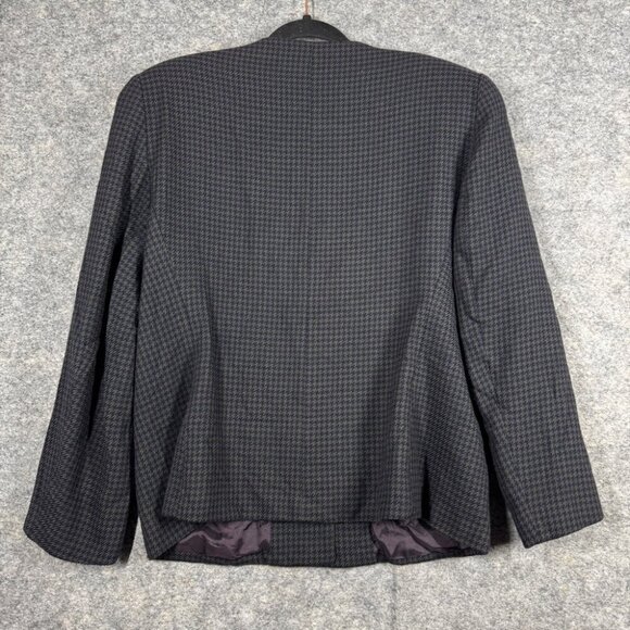 Vintage Devonshire Cream Gold Buttons Wool Houndstooth Boxy Blazer Size 14 - Picture 15 of 16